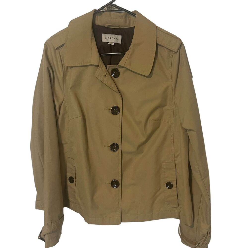Merona Vintage Y2k Women's‎ Size Large Tan Button Academia Jacket Coat